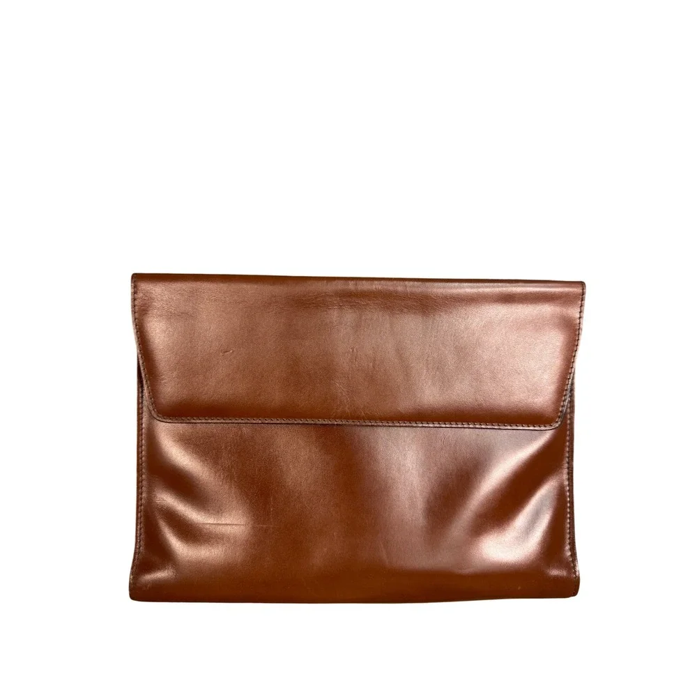 Vintage Brown Leather 3 Ring Binder Portfolio Organizer Zippered Document Case